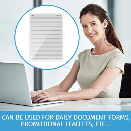 Vista 11 de 100 bolsillos autoadhesivos para exhibición, fundas de papel de 8.5 x 11 pulgadas para comunicación de pared y puerta, protectores de hojas
