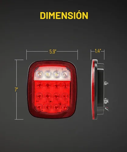 Vista 5 de Partsam 2 luces universales de 16 LED de parada trasera, señal de giro de reserva de freno inverso, luces de marcador de liquidación rojo/blanco