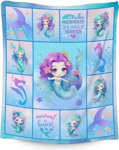 Vista 12 de Manta de cola de sirena, suave, mullida y cálida, manta pequeña de 30 x 40 pulgadas para sofá, oficina, colorida y bonita, regalos para niñas
