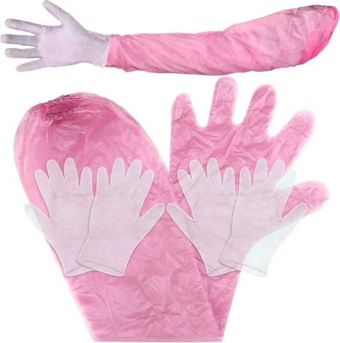 Vista 9 de Honeydak 30 pares de guantes desechables de PVC para caza de ciervos, guantes de limpieza con manoplas largas y cortas Claro