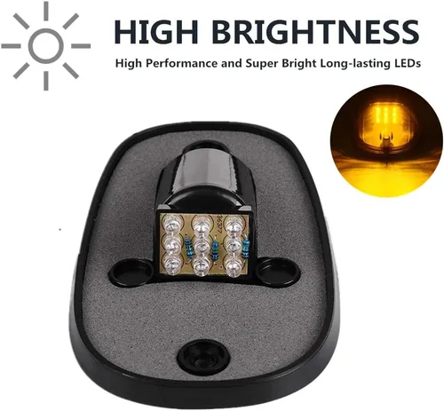 Vista 2 de 5 luces de marcador de cabina, lente ahumada, luz LED ámbar para techo de cabina, accesorios de luces con paquete de cableado compatibles
