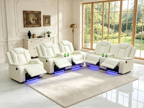 Vista 89 de Juego de sofás reclinables eléctricos, juegos de muebles de sala de estar, sofá reclinable eléctrico moderno negro, sofá biplaza y silla