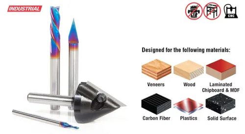 Vista 2 de Amana Tool AMS-158 JMC CNC 4-Pc Starter Router Bit Pack, 1/8 y 1/4 pulgadas vástago