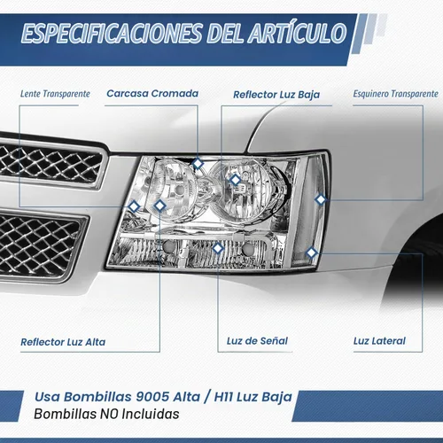 Vista 2 de Auto Dynasty - Conjunto de faros compatible con Chevy Tahoe Avalanche Suburban 2007-2014 1500 2500, lámparas de halogéno de repuesto para lado