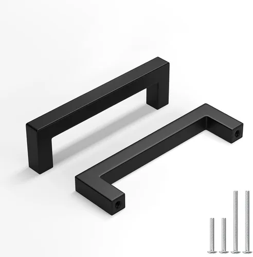 Vista 22 de homdiy Paquete de 1 tirador de gabinete negro mate de 3 pulgadas, manijas de cajón de acero inoxidable, manijas de cajón de acero inoxidable