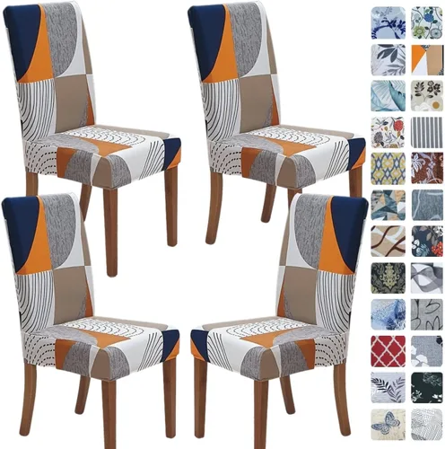 Vista 46 de SPRINGRICO Juego de 4 fundas para sillas de comedor, fundas elásticas para sillas de comedor, de elastano lavables, fundas para sillas Parsons