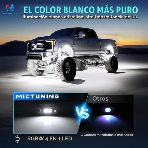 Vista 2 de MICTUNING C1 - Kit de luces de roca RGBW de 4 cápsulas para camión, ATV
