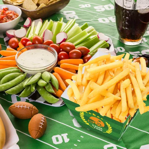Vista 7 de 12 cuencos de fútbol para decoración de aperitivos – Cajas de comida para puerta trasera para el día del juego deportivo, suministros para fiestas