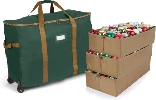 Vista 106 de Covermates Keepsakes Bolsa de almacenamiento ajustable para adornos, con asas de transporte, protección acolchada, ruedas dobles, almacenamiento