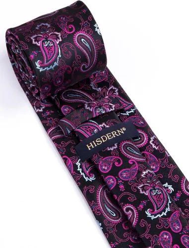 Vista 215 de HISDERN Corbatas para hombre, corbata de cachemira y bolsillo cuadrado tejido clásico floral para hombre, corbata de fiesta de boda