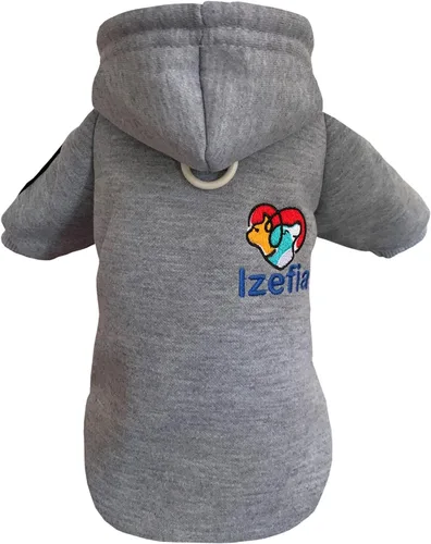 Vista 9 de Izefia Sudadera con capucha para perro - Suéter de invierno de forro polar para perros pequeños, gatos - Negro - XS