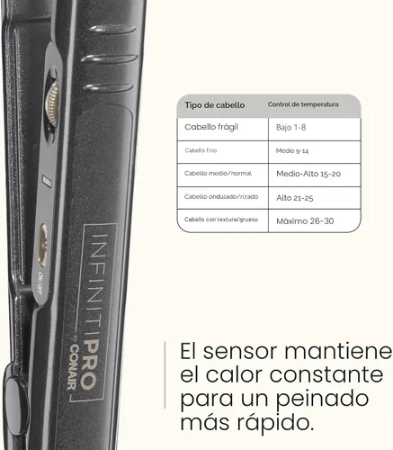 Vista 4 de INFINITIPRO BY CONAIR Plancha plana de cerámica turmalina, 1 pulgada, color morado