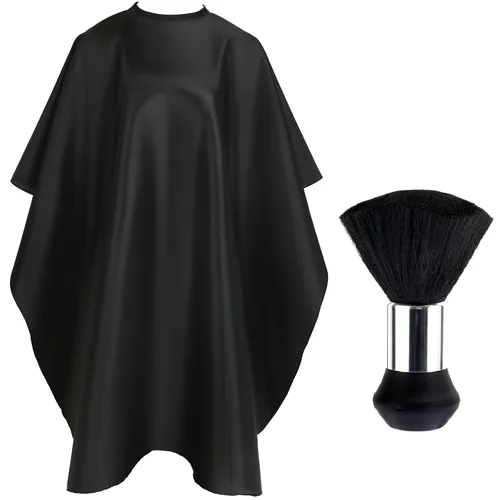 Vista 8 de FEBSNOW Kit de capa de corte de cabello, capa de peluquería profesional con cepillo para el cuello para adultos, capa impermeable con cierre