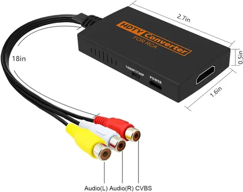 Vista 5 de IQIKU Convertidor RCA a HDMI adaptador AV a HDMI con cable HDMI para N64SNESGAME CUBEWIIPS1PS2XBOXDVD etc