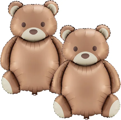 Vista 9 de Simgoing 2 globos de aluminio de oso marrón grande de 21 x 35 pulgadas Globos inflables de oso de dibujos animados grandes mate para baby shower