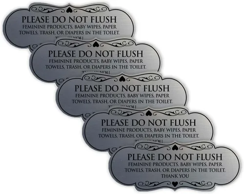 Vista 57 de Signs ByLITA Designer Please Do Not Flush Etiqutte Letrero (negro) - Pequeño 1 paquete