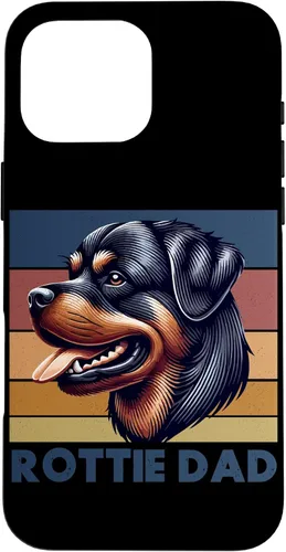 Vista 19 de Rottweiler Dad Rottie Father Dog Parent Father's Day Retro Case for iPhone 16