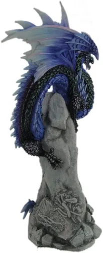 Vista 3 de Veronese Design Andrew Bill Sapphire Sentinel pintado a mano estatua de dragón azul