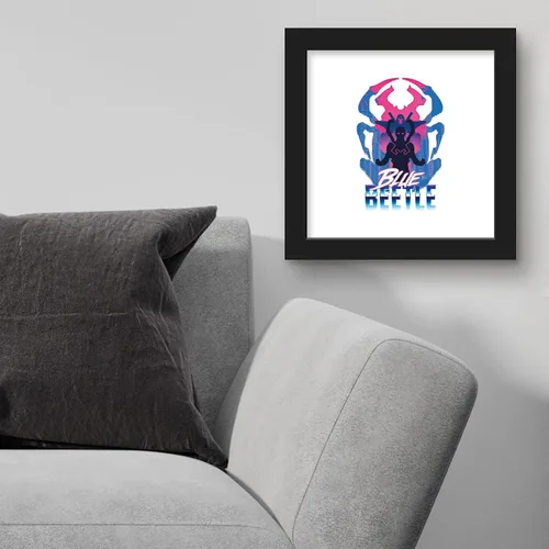 Vista 3 de Trends International Gallery Pops DC Comics Blue Beetle - Póster retro de Super Future Blue Beetle para pared, 12 x 12 pulgadas, versión de marco