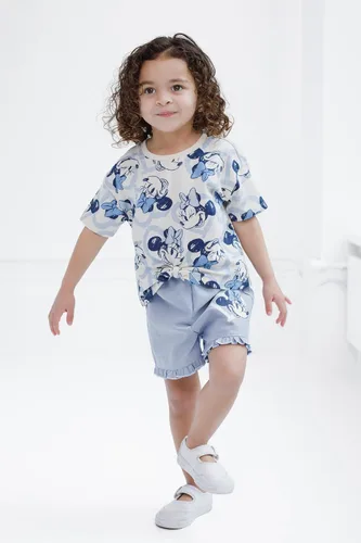 Vista 81 de Disney Minnie Mouse - Conjunto de camiseta floral arcoíris y pantalones cortos de cambray, tallas de bebé a niño grande (12 meses - 14-16)