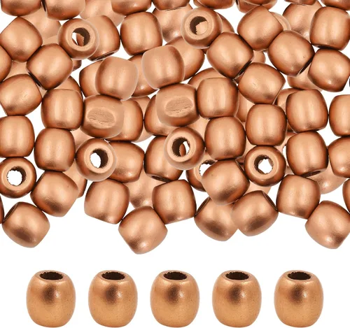 Vista 46 de Mandala Crafts 200 cuentas africanas de madera de barril de agujero grande para macramé Dreadlock Braiding Hair Beads, Painted Drum Wood Loose