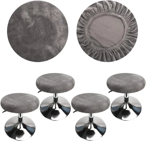 Vista 13 de Fundas redondas de terciopelo para taburetes de bar de 12-16 pulgadas, fundas redondas, lujosas, elásticas, resistentes a las arrugas, lavables, a