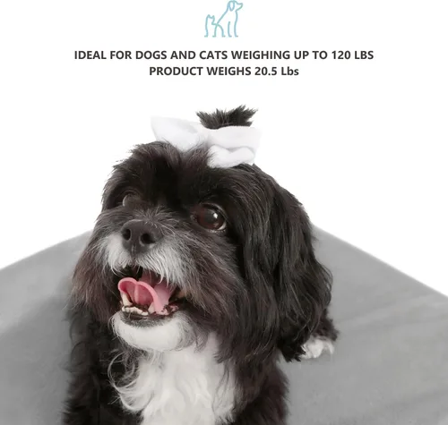 Vista 6 de Cama de madera para perro con colchón resistente al agua, cama elevada para mascotas pequeña a mediana con colchón calmante para mascotas