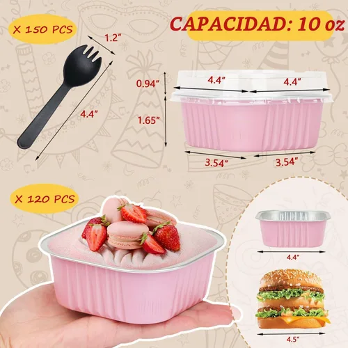 Vista 2 de LNYZQUS - Paquete de 120 mini moldes para pasteles de 10 onzas con tapas