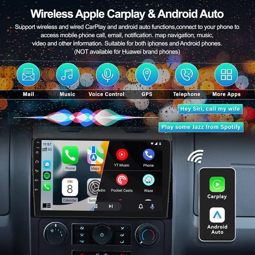 Vista 2 de 2G+64G Android 13 Estéreo de coche con Apple Carplay Android Auto para 2008-2012 Ford Escape Mazda Tribute 9 pulgadas pantalla táctil Radio de coche