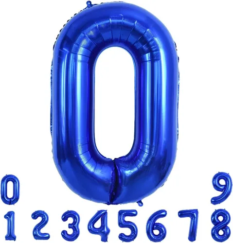 Vista 104 de Toniful - Globos de helio grandes de números del 0 al 9 de 40 pulgadas, color negro, globos digitales de número 0, globos de papel de aluminio