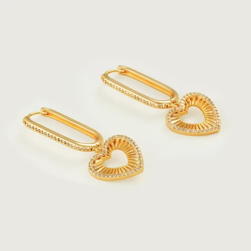 Vista 6 de MEVECCO - Aretes de argolla para mujer, chapados en oro de 14 quilates, delicados, con forma geométrica de cono triangular