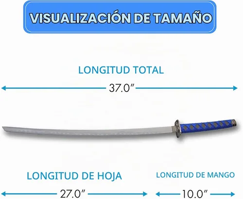 Vista 2 de SZCO Espada Katana Samurai de dragón azul de 40 pulgadas, hoja de acero al carbono con vaina de madera, mango envuelto en cordón, espada ninja