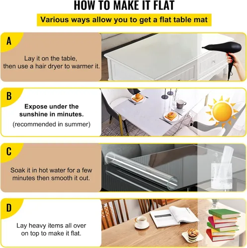 Vista 7 de VEVOR - Protector de escritorio transparente, 42 x 78 pulgadas, de 1.5 mm de grosor, rectangular, de plástico impermeable, antiarañazos y fácil