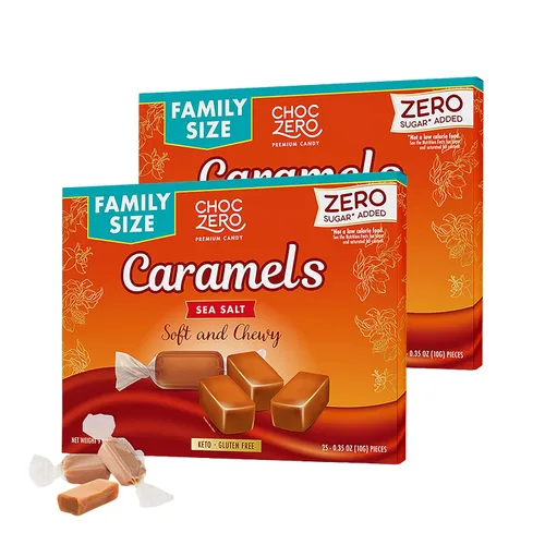 Vista 7 de ChocZero Caramelos de almendras sin azúcar, almendras tostadas, suaves y masticables, 9 onzas Caramelo cetogénico, sin alcoholes de azúcar, bajo