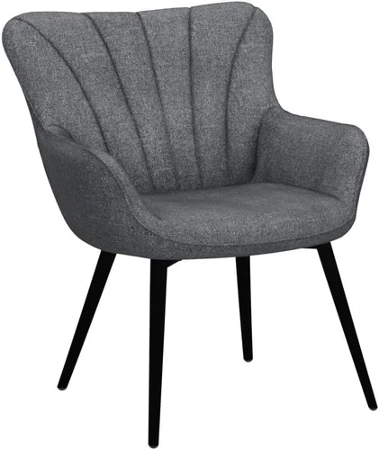 Vista 4 de Yaheetech Silla de comedor, 2 piezas, reposabrazos de tela, sillas de restaurante, sillas de recepción de hotel, silla de ocio, sofá, silla lateral