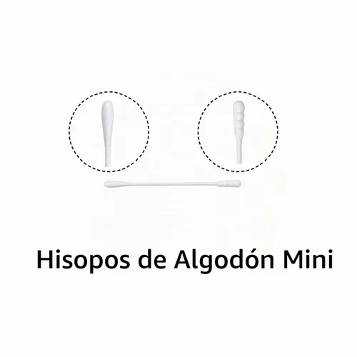 Vista 2 de 500 mini hisopos de algodón con barra de papel, espiral/redondo de algodón, cabeza de algodón pequeña para cuidado personal y limpieza