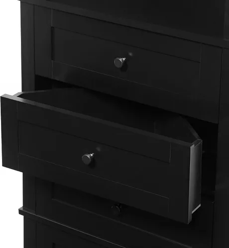 Vista 7 de Corner Cabinet with 3 Drawers and 1 Door, Triangle Storage Cabinet with Open Adjustable Shelves, Tall Bathroom Organizer Home Space Saver for Living