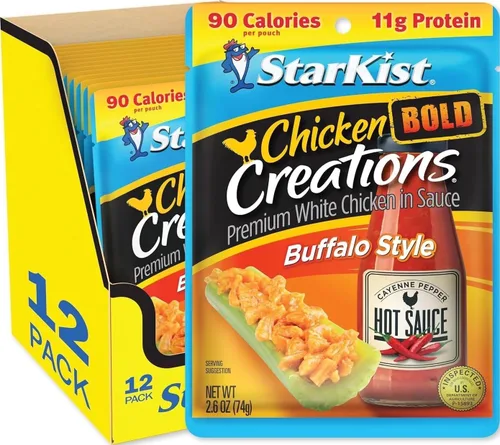 Vista 40 de StarKist Chicken Creations BOLD Buffalo Style, bolsa de 2.6 onzas, 1 paquete 11g Protein Per Serving, Fully Cooked White Meat, Gluten Free, No