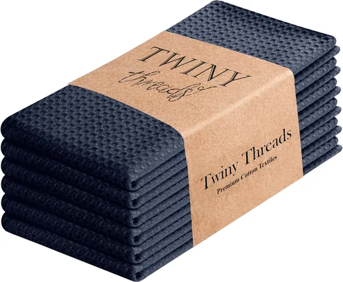 Vista 48 de TWINY threads Juego de toallas de cocina con diseño de diamante, 100% algodón, trapos grandes y trapos de lavado, absorbentes de secado rápido