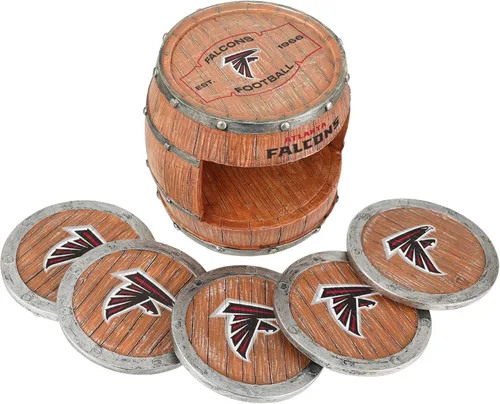 Vista 3 de FOCO NFL Team Logo 5-Pack Barrel Beverage Drink Coaster Set