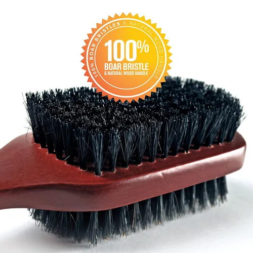 Vista 6 de WAV ENFORCER Cepillo de doble cara Cerdas de jabalí 100% y mango de madera natural, doble cara con cerdas firmes y suaves