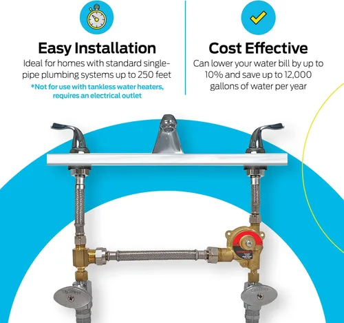 Vista 3 de Eastman Kit universal de bomba de recirculación de agua caliente Nevercold de 3/4 pulgadas, latón, 70600