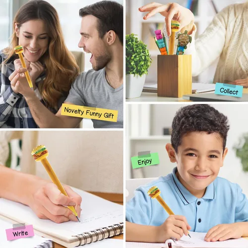 Vista 4 de Cheeseburger - Bolígrafo novedoso y divertido y único, suministros de oficina para niños y adultos, bolígrafo colorido de escritura de comida