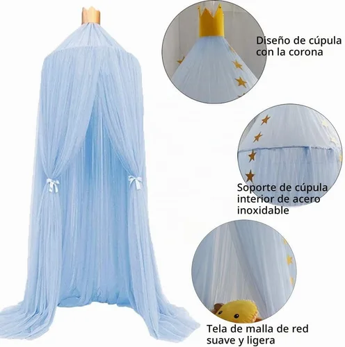 Vista 2 de ESUPPORT Toldo de cama de princesa, cúpula de encaje, mosquitera, tienda de campaña para colgar decoración del hogar, cortinas de red, rincón