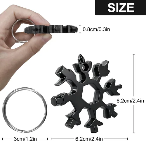 Vista 3 de Multiherramienta 18 en 1 en forma de copo de nieve, 9 paquetes de llave de copo de nieve de acero inoxidable/abridor de botellas/kit