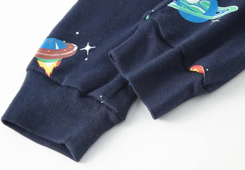 Vista 9 de Pijamas para niños, dinosaurio, cohete, espacio, 4 piezas, conjunto de ropa de dormir de 2 a 12 años