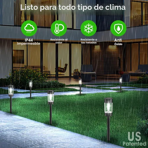 Vista 4 de Eyrosa Luces solares para caminos al aire libre, impermeables, paquete de 8 Cold