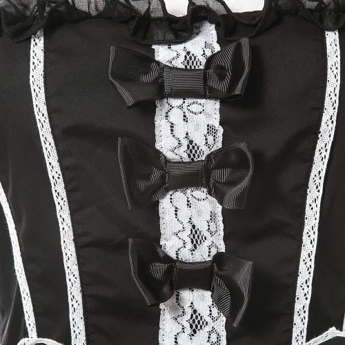Vista 7 de Nuoqi Lolita vestido gótico para mujer y niña, con listones, vestido de princesa, vestido de princesa con escarolas de encaje, vestido para disfraz