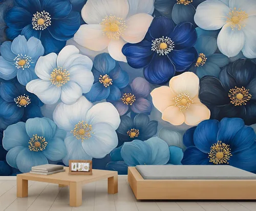 Vista 19 de Mural de pared floral retro, papel tapiz rústico floral de bar, flores abstractas 3D, impermeable, para cafetería, restaurante, sala de estar