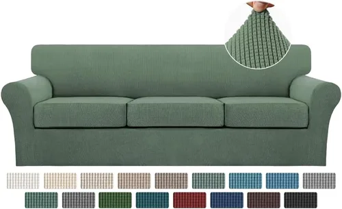 Vista 34 de Turquoize 2 fundas para sillas de sala de estar, funda de sofá con fundas de cojín individuales, funda de muebles para sillas (silla, beige biscotti)
